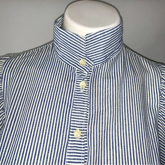 v i n t a g e :: Pinstripe Puff Ballon Sleeve Blouse